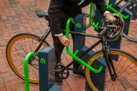 bikeep smart bike parking in bike dock for offices secure 2 point locking