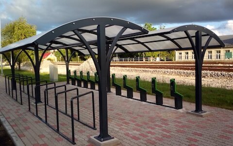 Railway station bike rack