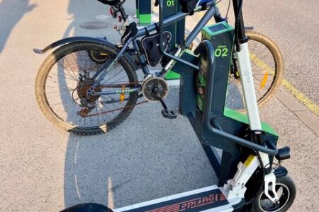 scooter parking in bike rack